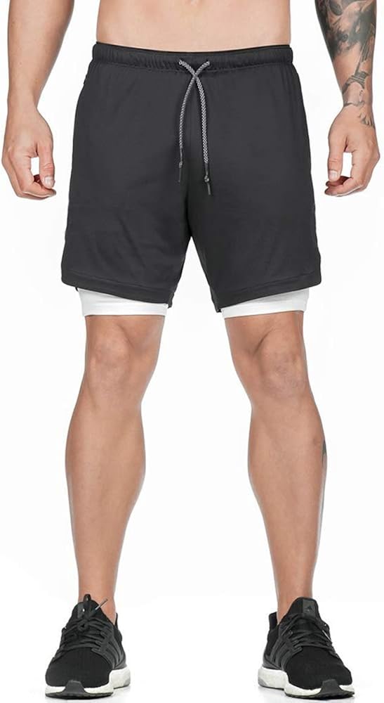 Superora Short de Sport Homme Short de Course 2 en 1 Double Couche avec Poches VÃªtements Homme