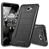 Huawei Ascend XT2 Case, Huawei Elate 4G Case, Huawei H1711 Case, TJS Dual Layer Hybrid Shockproof Impact Resist Rugged Drop Protection Case Cover Metallic Brush Finish With Hard Inner Layer (Black)