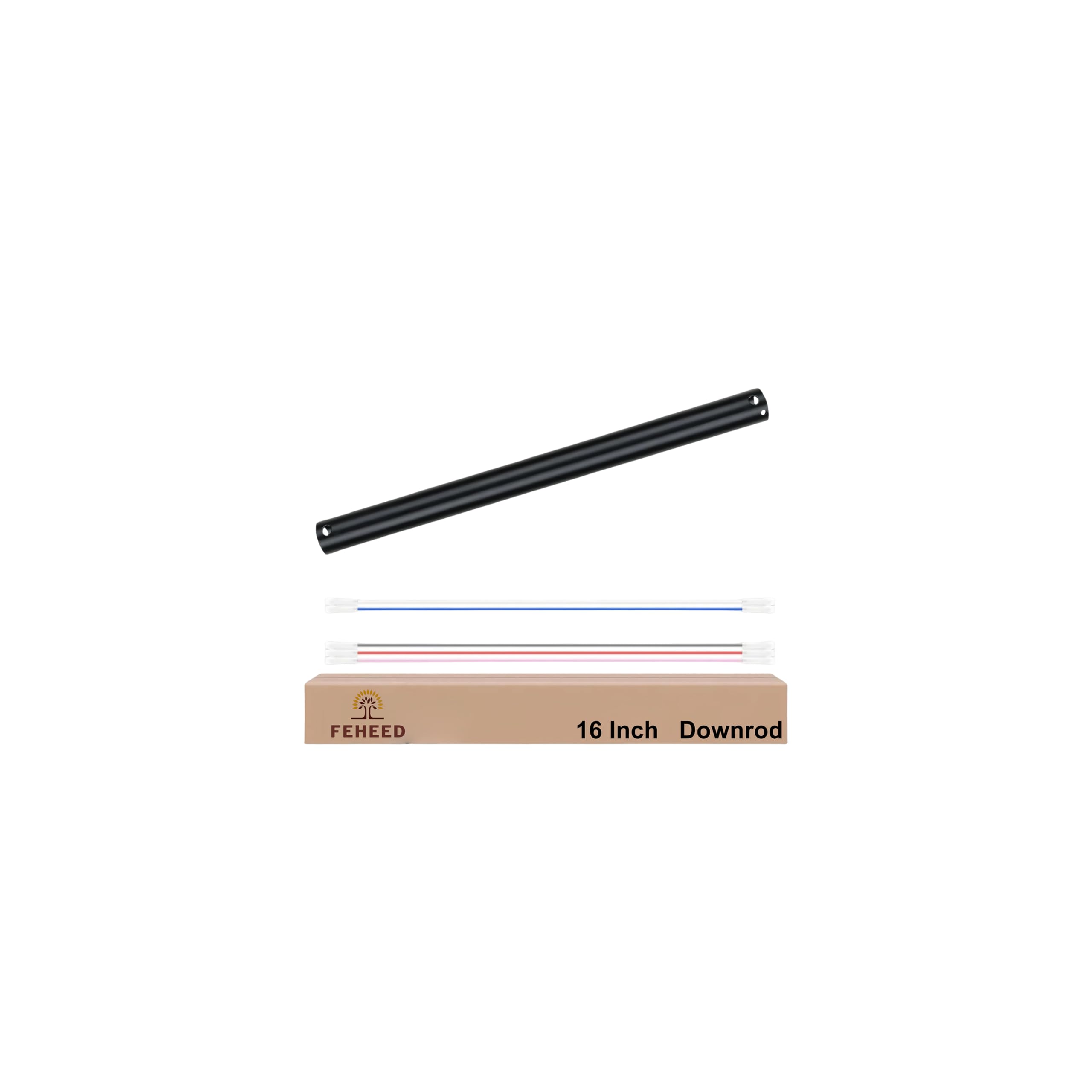 Photo 1 of 16 Inch Ceiling Fan Downrod, 1" Diameter Matte Black Ceiling Fan Extension Rod (No Threads) with 5 x 18-AWG Wires,Universal Down Rods for Ceiling Fans,Easy Installation