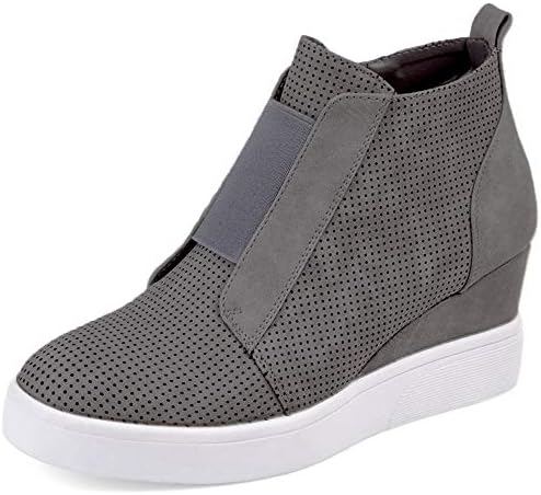 DEARWEN Women's Heel Platform Casual Sneakers Zipper Wedge High Top Sports Shoes