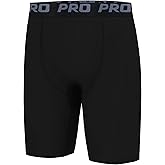 EXARUS Youth Boys Compression Shorts Side Pocket Performance Athletic Base Layers Underwear Running Sports Soccer