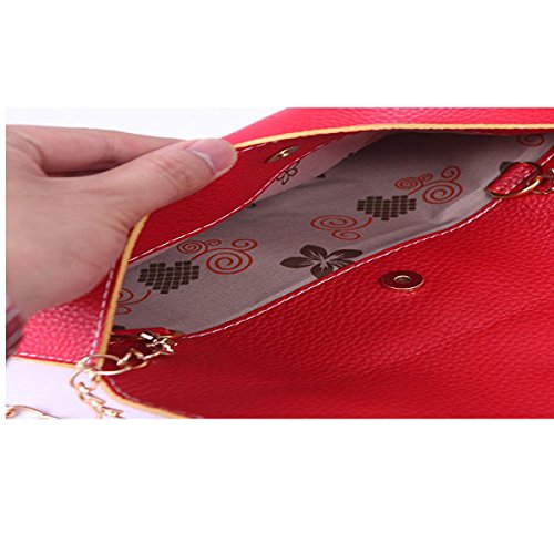 Amaze Fashion Women Handbag Shoulder Bags Envelope Clutch Crossbody Satchel Tote Purse Leather Lady Bag (Red)
