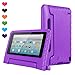 CAM-ULATA Amazon Kids Kindle Fire 7 Case 2015 Release for Boys&Girls, Tablet 7 inch Cover Shock Proof Protective with Handle Stand Holder Light Weight (Previous Generation - 5th) Purple
