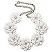 Q&Locket Colorful Chunky Flower Bib Choker Statement Necklace For Women (White)