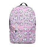 Bonamana Pink Unicorn Rainbow Bag Fantasy Backpack Rucksack School Student Travel Bags (Pink)