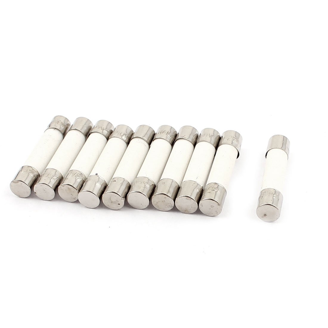 Sourcingmap Fusible Cylinder Cap Ceramic Tube Fuse Links 5 x 25mm 250V 6.3A 10pcs