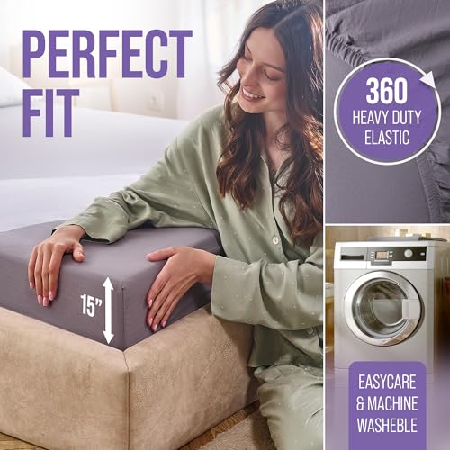 Grounding Sheets Queen 74% Organic Cotton 22% Silver 4% Silk Fitted Size Bed Sheet - Grounded Earth Deep Pocket - Well Bedding for Better Sleep, Gray
