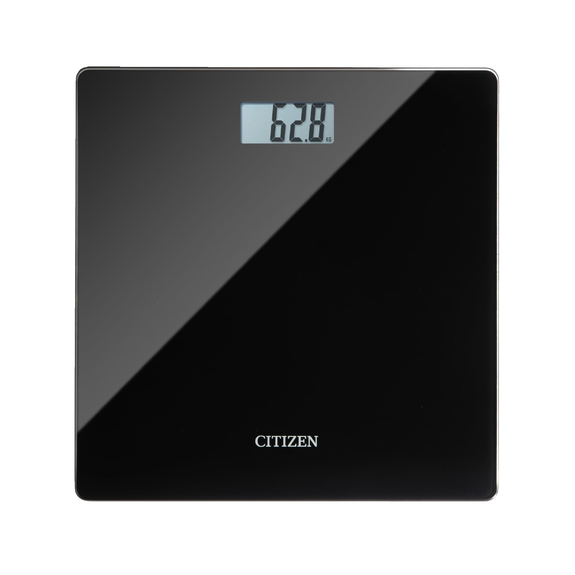Citizen Digital Bathroom Scale, High Precision Body Weight Scale with Large LED Display, Ultra Slim Tempered Glass Design, Step On Technology, kg/lb/st Options, Black