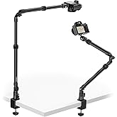 ULANZI ZJ02 Camera Desk Mount Stand Overhead Magic Articulating Arm | 98cm/38.6inch, 4-Section Adjustable, Aluminum, 1/4" Ball Head, for Cameras DSLR Lights Streaming Photo Video Shooting