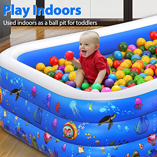Inflatable Pool for Kids, 2021NEW Plastic Kiddie Pool, 96"X56"X22" Swimming Pool for Kids, Rectangular Blow up Pools for Kids, Kids Pools for Backyard, Above Ground Kids Swimming Pool - Image 3