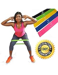 Vida feliz juego de bucle bandas de ejercicio de resistencia de 5 con bolsa de transporte y folleto de instrucciones