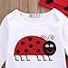 3pcs/Set Newborn Baby Boys Girls Animal Long Sleeve T-Shirt Tops Pants Hat Outfits (0-6 Months, Ladybug)