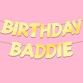 Gold Glitter Birthday Baddie Banner- Birthday Banners for Boy and Girls Party Decorations and Supplies, It's My Bhday Banner for Women & Men