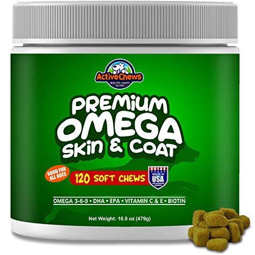 Omega 3 Fish Oil for Dogs Soft Chews Omega 3 for Dogs with Biotin