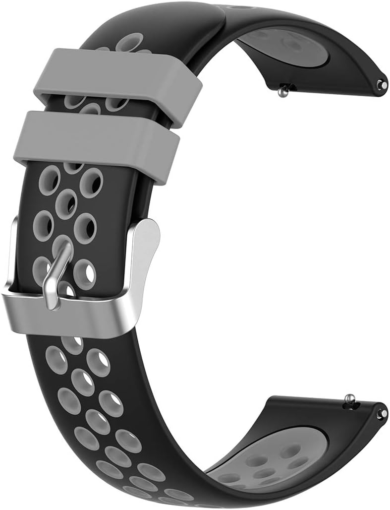 Disscool Dual Colors Replacement Wrist Bands for Garmin Vivoactive 4S,18mm Width Soft Silicone Wrist Strap for Garmin Vivoactive 4S(Silicone Black + Gray) - Image 4