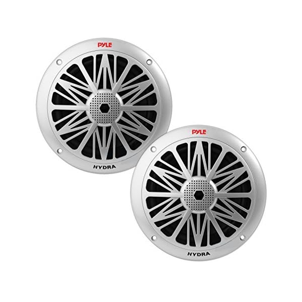Pyle-PLMRS62-Dual-65-Water-Resistant-Marine-Speakers-2-Way-Full-Range-Stereo-Sound-Built-in-Tweeters-200-Watt-Silver-Pair