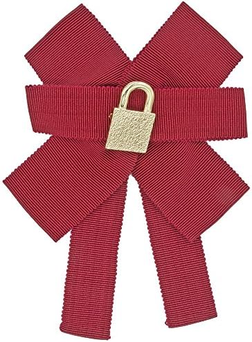 Ribbon Brooch, Web Grosgain, Bow Pin, Neck Tie, Gift Box, Designer Jewellery, Red, Lock Charm, Charm Jewelry, Gold Plated, Female Bow