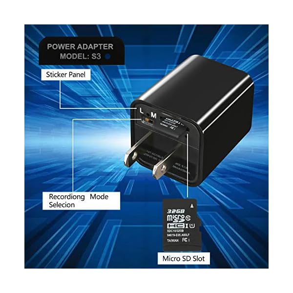 Mini Hidden Camera, USB Charger Camera (32 GB Card Included), HD 1080P Nanny Cam Hidden Camera