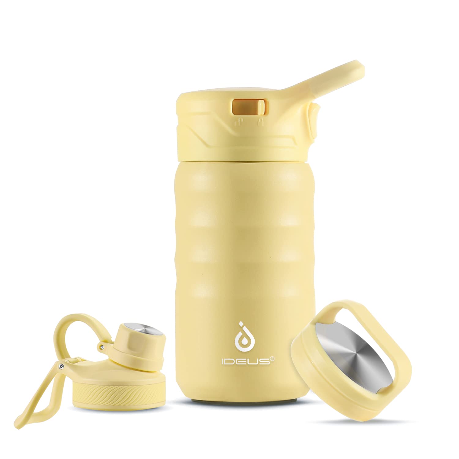 IDEUS Insulated Water Bottle 360ml/12oz, Stainless Steel Water Bottle for School, Insulated Bottles with Straws Leakproof, Vacuum Double Wall Water Bottles for Boys and Girls with 2 Lids, BPA Free — image 1