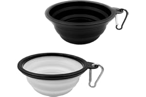 KlerRoem Collapsible Dog Travel Bowls, 2 Pack Dog Small/Large Travel Bowl Portable Foldable Pet Feeding Watering Dish for Traveling, Walking, Parking