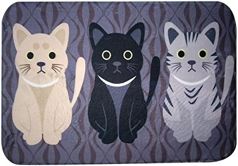 Topbeu Cute Cat Print Doormats Bathroom Kitchen Living Room Anti-Slip Carpets Home Decorator Floor Rug and Carpets (15.723.6 inch, Black)