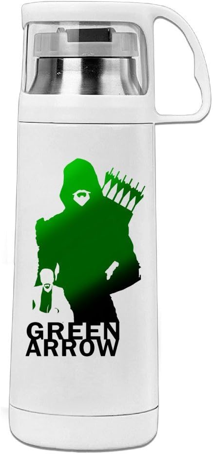 Handson Stainless Steel Vacuum Insulated Travel Tumbler Green Arrow Handled Vacuum Cup White 14oz/350ml