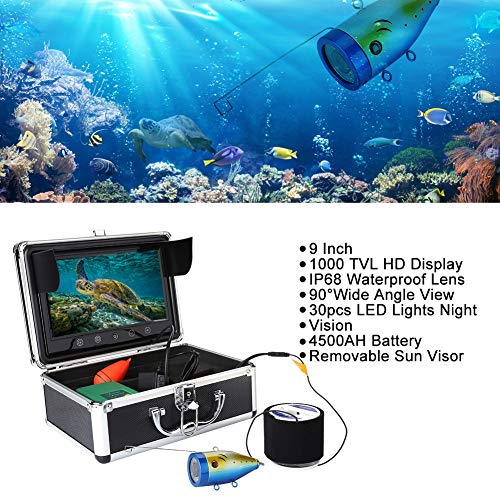 Ashata Appareil Photo Fish Finder, 50m Caméra De Pêche Sous-marine Hd 1000tvl Appareil Photo De Pêche Sous-marine, Détecteur De Poissons étanche De 30 Led Avec écran Couleur Tft De 9 Pouces(eu)