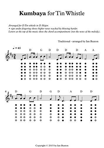 Kumbaya for Tin Whistle with chords
