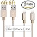 iPhone Charger, IWAVION 2Pack 6FT Lightning Cable Extra Long 8pin USB Data Transfer Charging and Syncing Cable for iPhone 6s Plus/6s/6/6 plus/5/5s,iPad Mini,Mini2.iPad 5,iPod 7 (2Pack-Gold)