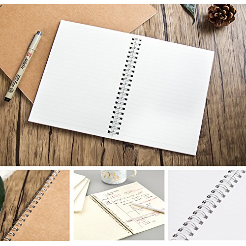 Soft Cover Spiral Journal Notebook (2-Pack), Alloyseed Wirebound Journal Memo Notepads Diary Notebook Planner Acid-free Cream White Thick Ruled Paper, 100 Pages, 50 Sheets Khaki