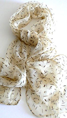 Silk Salon Oblong 100% Silk Scarf Belt Hand Rolled Edges Dots Cream A713