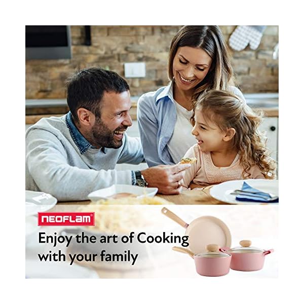 Retro 5-Piece Ceramic Non-Stick Cookware Set, Pink