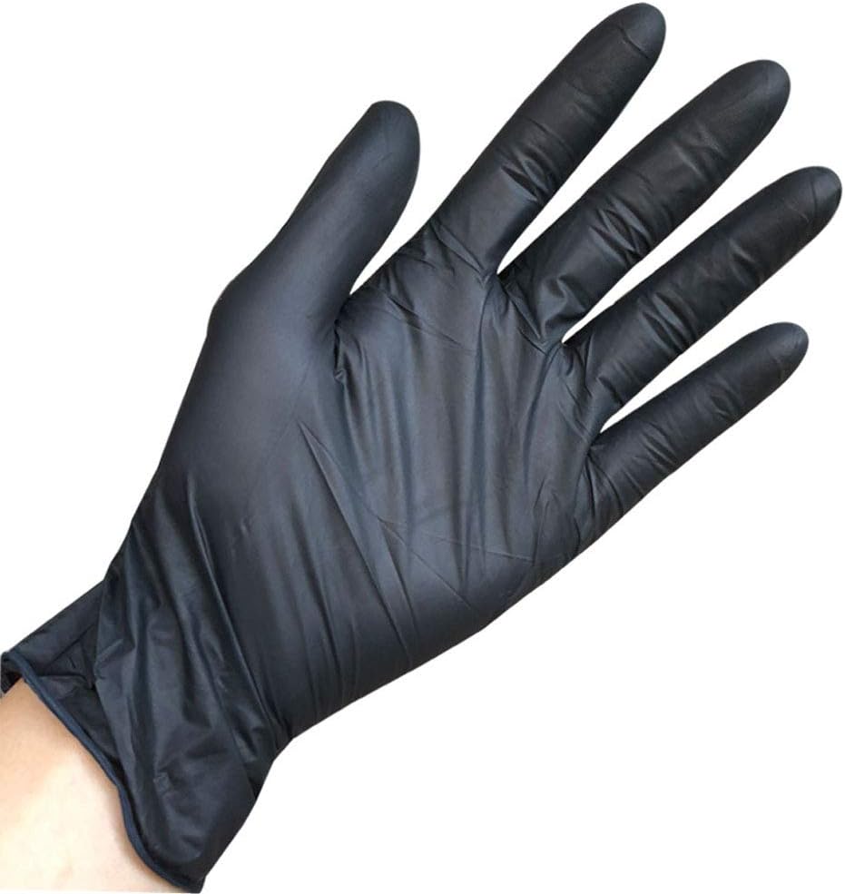 50 Pairs Comfortable Disposable Mechanic Nitrile Gloves Exam Gloves Protective Gloves (Black, Medium)