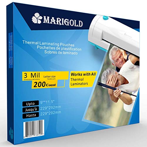 MARIGOLD 200Pack Thermal Laminating Pouches 3 mil Letter Size, 9"x11