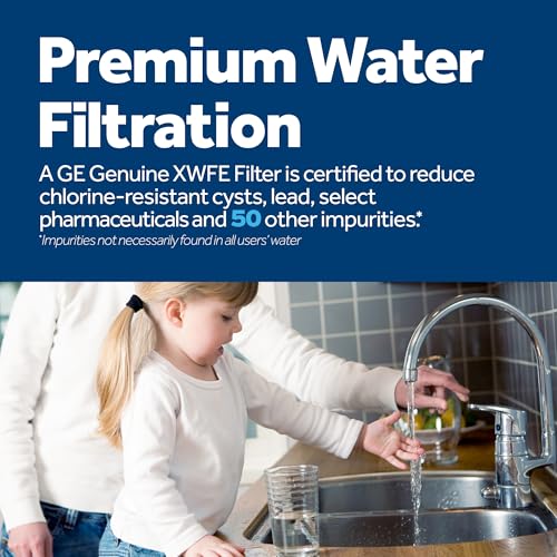 GE XWFE Refrigerator Water Filter, Genuine Replacement Filter, Certified to Reduce Lead, Sulfur, and 50+ Other Impurities, Replace Every 6 Months for Best Results, Pack of 1