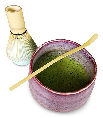 Matcha Tea Set Includes Matcha Bowl Chawan, Whisk, Stand and Scoop for Traditional Japanese Tea Ceremony by Princeton Wares - Kyoto Plum - Thumbnail 7