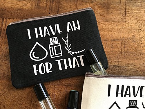 Essential Oils Travel Bag - I have an OIL For That Zipper Pouch - BLACK CANVAS - Thumbnail 2