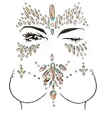 Face Gems, Ynredee 2 Set Women Mermaid Rave Festival Glitter, Rhinestone Temporary Tattoo Face Jewels Crystals Face Stickers Eyebrow Face Body Jewelry (breast and face 1)