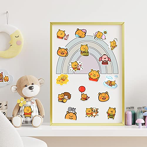 100pcs Winnie The Pooh Stickers Pack, Cute Cartoon Stickers for Laptop, Water Bottles, Waterproof Pooh Bear Animal Stickers Decals for Tenns, Kids, Adults