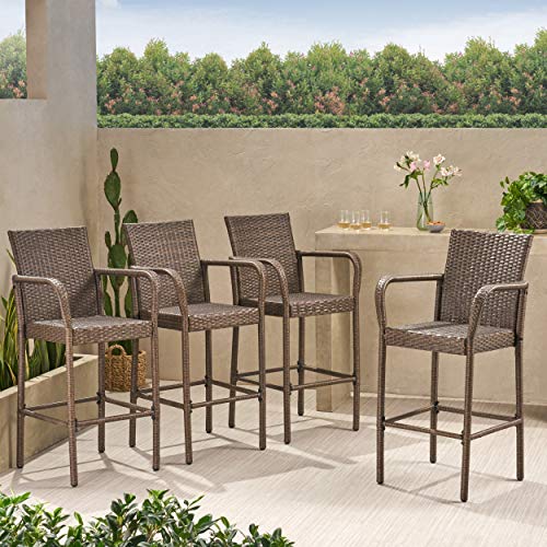 Margarita Outdoor Wicker Bar Stool (Set Of 4) By Christopher Knight Home at Juanita Santiago blog
