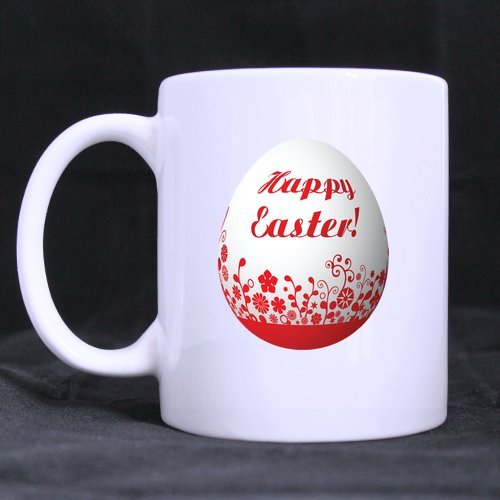 Easter Egg Pattern Happy Easter Fonts Floral Custom Morphing Coffee Mug Tea Cup 11 OZ Office Home Cup (Printed on two sides)