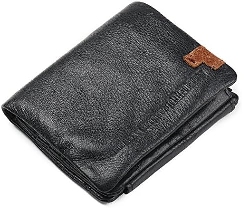 Vintage Brown Leather Trifold Wallet Men Black Zip Bifold Vertical Wallet By Encantado