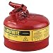 Justrite 7125100 Type I Galvanized Steel Flammables Safety Can, 2.5 Gallon Capacity, Red primary