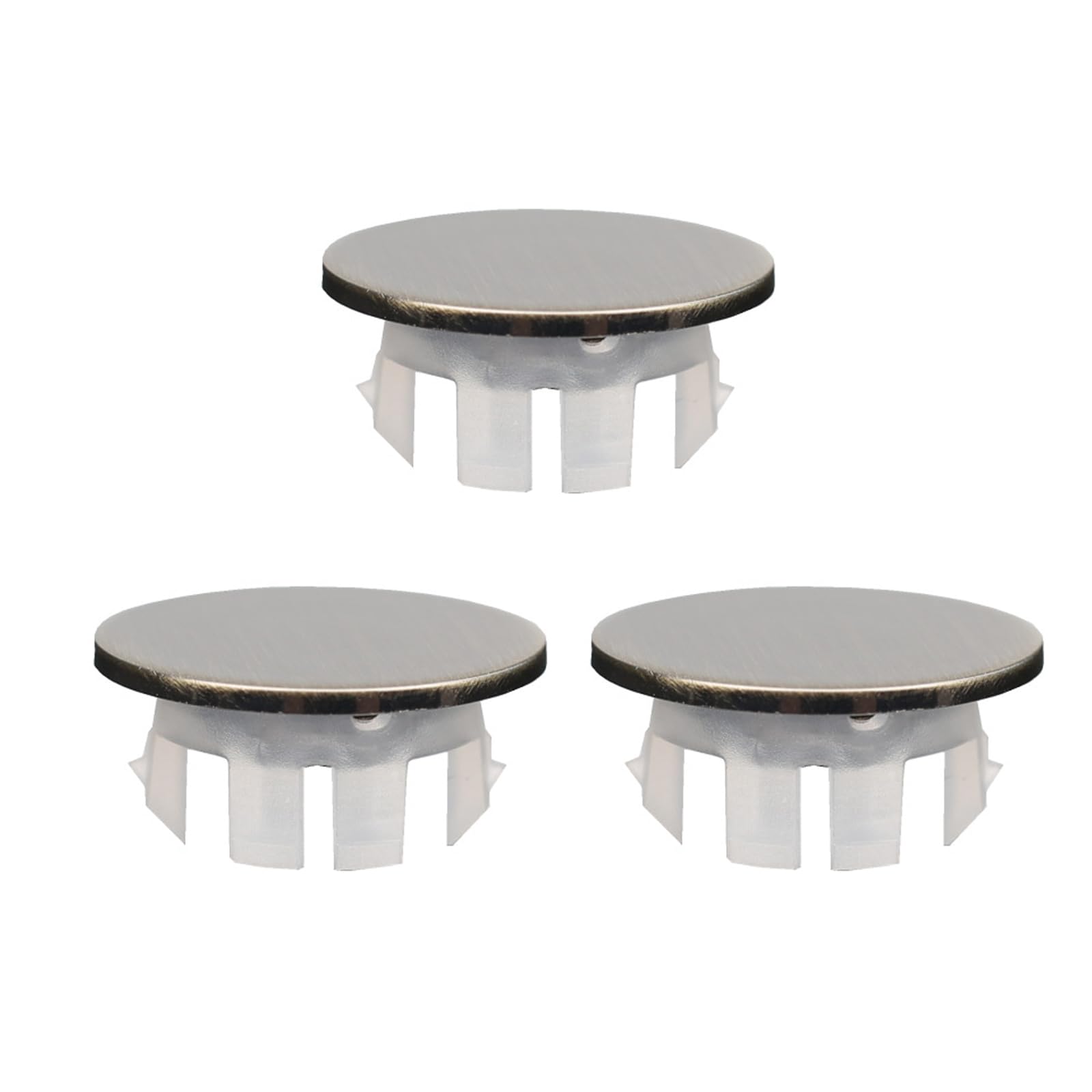 Sink Overflow Covers 3 Pcs, Copper Round Basin Hole Cover, Drain Sink Overflow Ring for Kitchen, Hand Basins (Bronze)