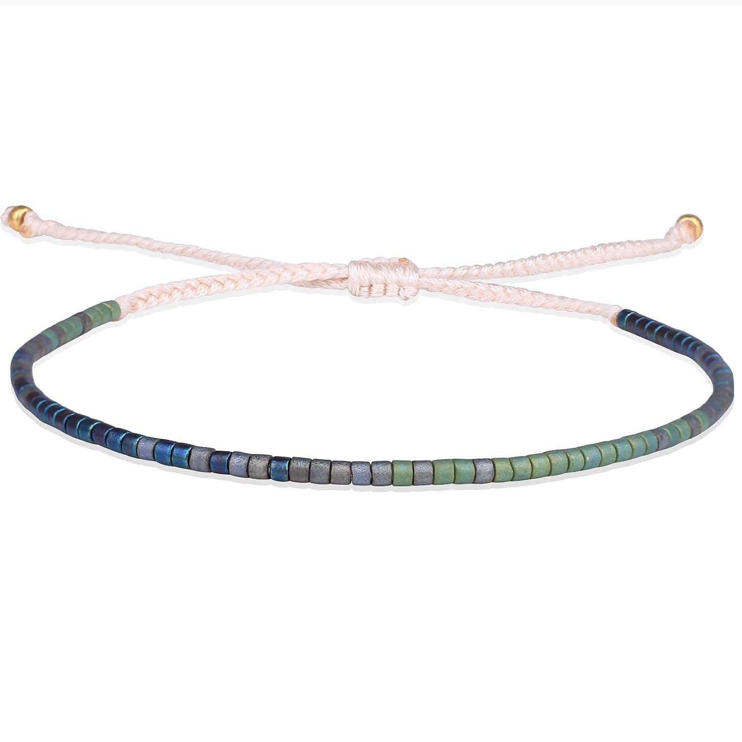 KELITCH Boho-color Crystal Shell Beaded Friendship Bracelets Handmade Strand Bracelet Bangles Jewelry For Women (Color C)