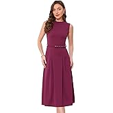 Allegra K Work Dress for Women's Sleeveless Crew Neck High Waist A-Line Office Dresses