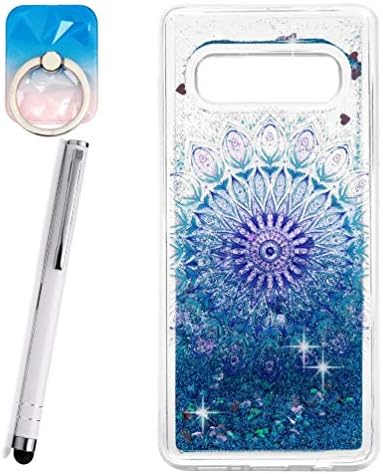 Alious Ciel Phone Case for Samsung Galaxy S10 6.1 inch, Glitter Liquid Flow Luxury Transparent TPU Silicone Shockproof Protective Cover with Touch Pen & Ring Holder - Style 5