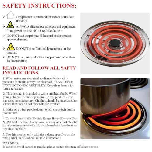 S-Union 4 Pack MP22YA Electric Range Burner Element Unit Set - 2 pcs MP15YA 6" and 2 pcs MP21YA 8" Replacement for Hardwick & Kenmore & Maytag & Norge & Whirlpool Electric Range Stove