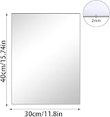 TSKDKIT 2pcs HD Wall Mirror Self Adhesive Frameless 40x30cm Glass Tile view 2