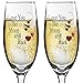 Lovers Champagne Glasses - Set of 2 I Love You to the Moon and Back Glass Flutes - Champs Toasting Flute Wedding Anniversary